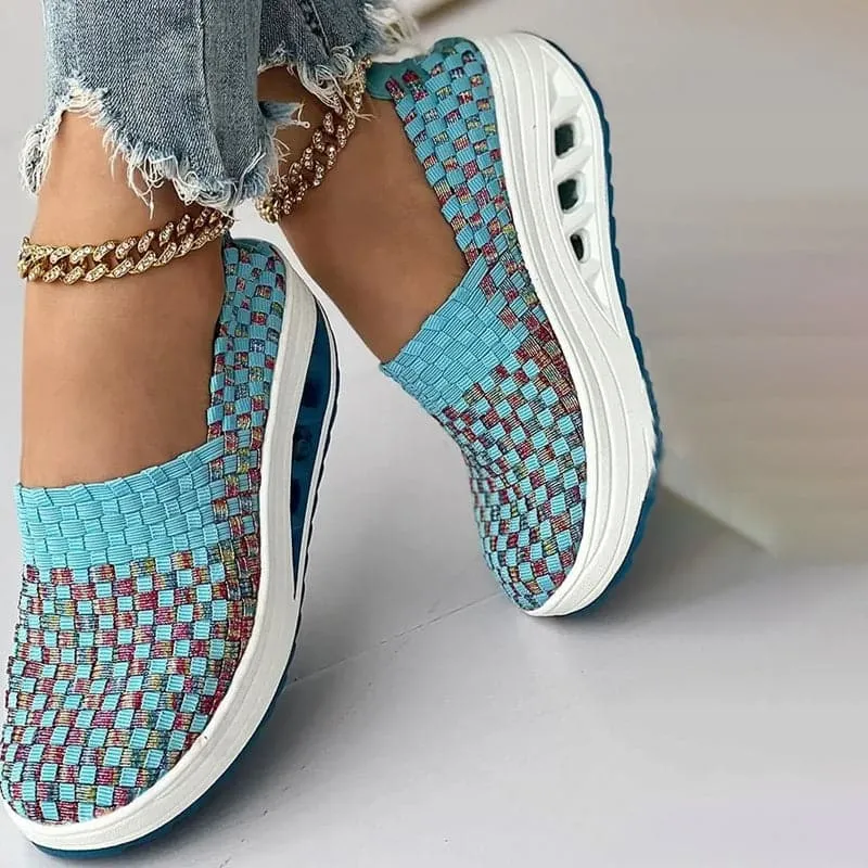 Elise - Multi-Color Geweven Sneakers met Stijlvol Design