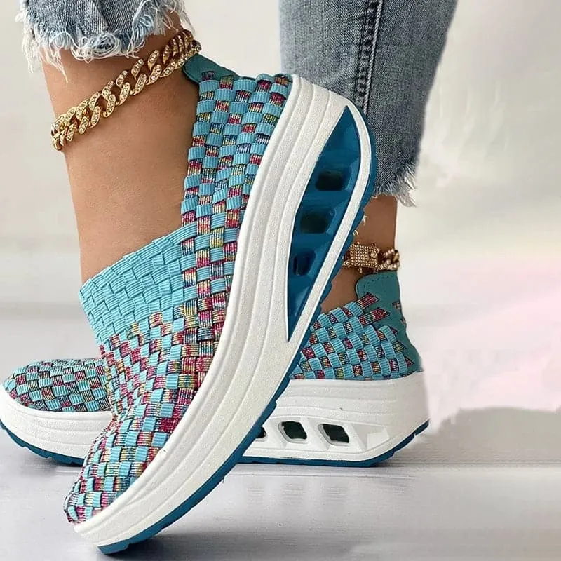 Elise - Multi-Color Geweven Sneakers met Stijlvol Design