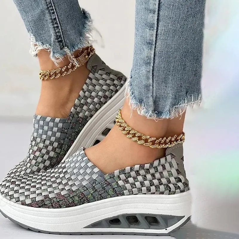 Elise - Multi-Color Geweven Sneakers met Stijlvol Design