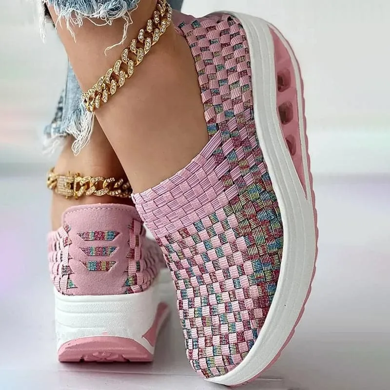 Elise - Multi-Color Geweven Sneakers met Stijlvol Design