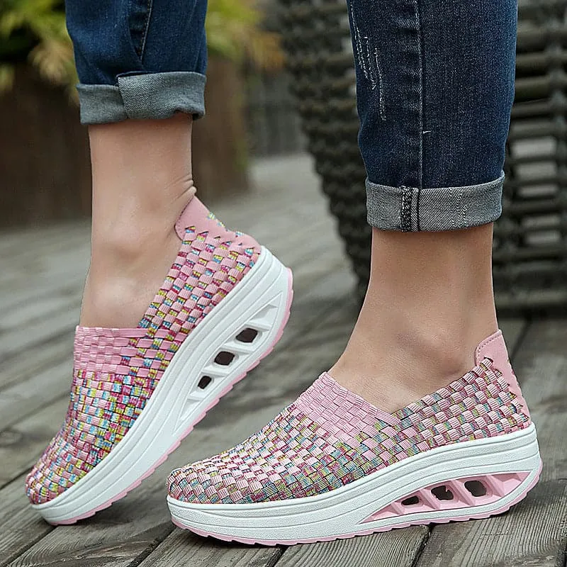 Elise - Multi-Color Geweven Sneakers met Stijlvol Design