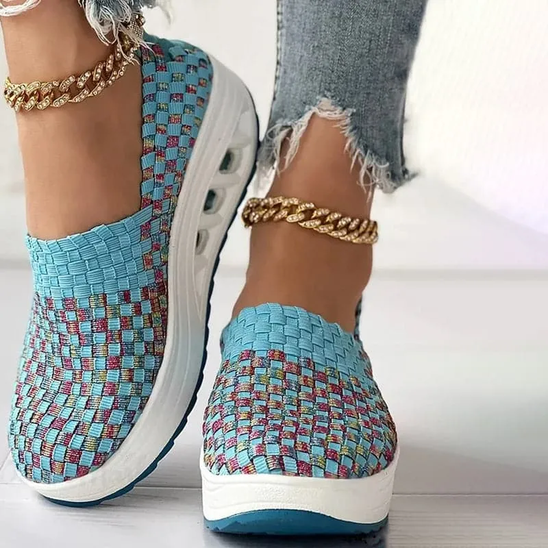 Elise - Multi-Color Geweven Sneakers met Stijlvol Design