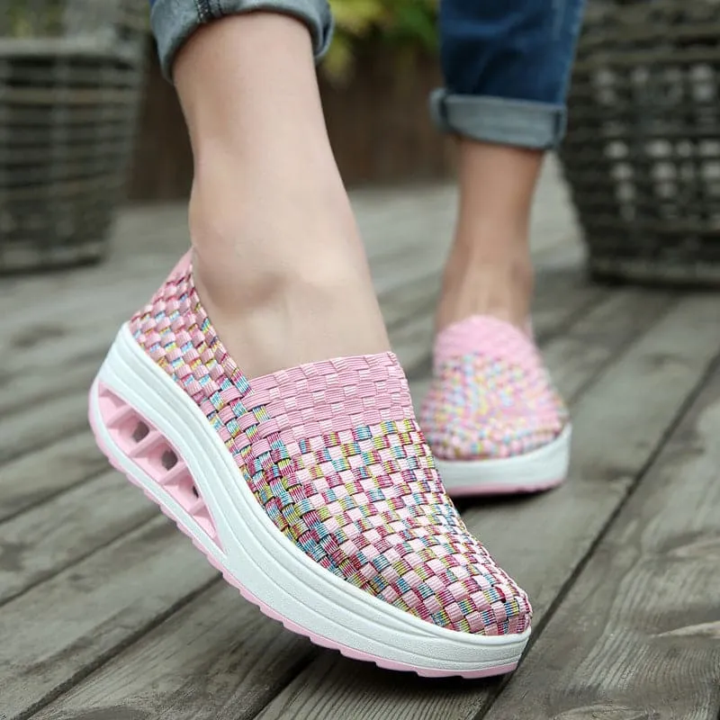 Elise - Multi-Color Geweven Sneakers met Stijlvol Design