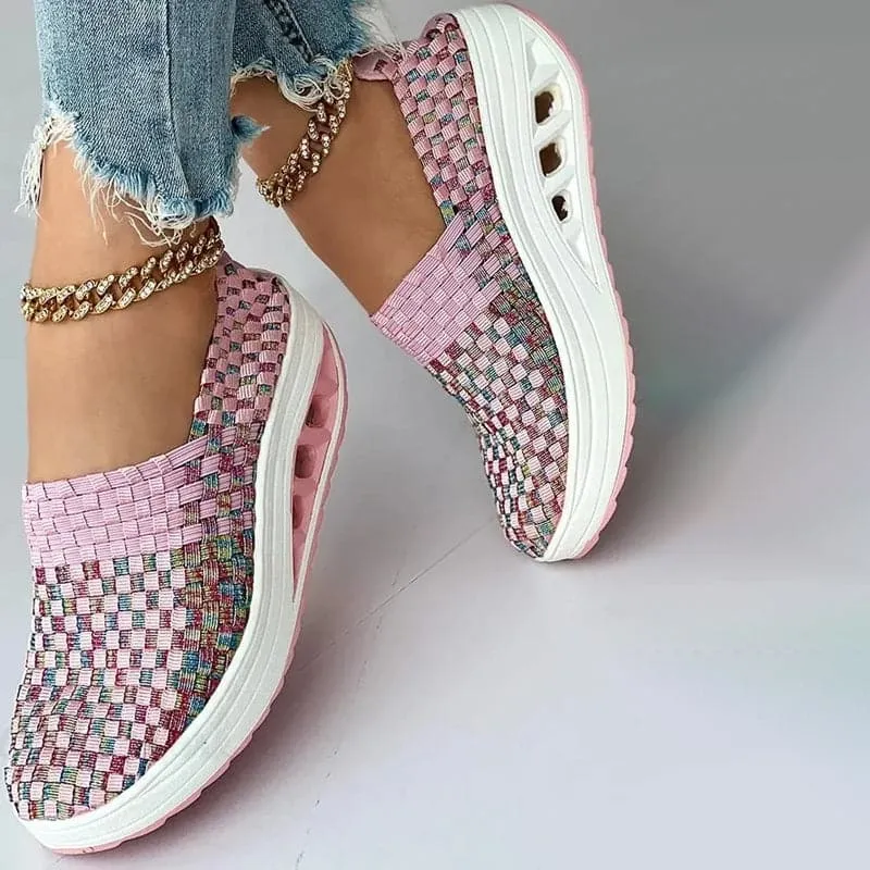 Elise - Multi-Color Geweven Sneakers met Stijlvol Design