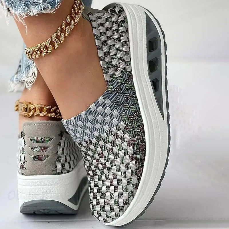 Elise - Multi-Color Geweven Sneakers met Stijlvol Design