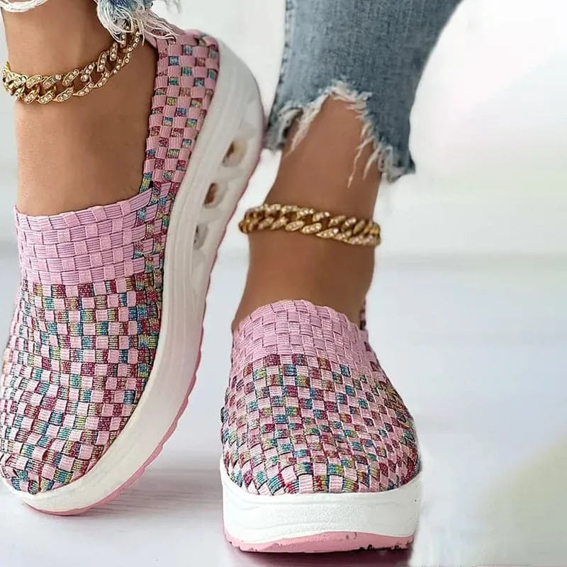 Elise - Multi-Color Geweven Sneakers met Stijlvol Design