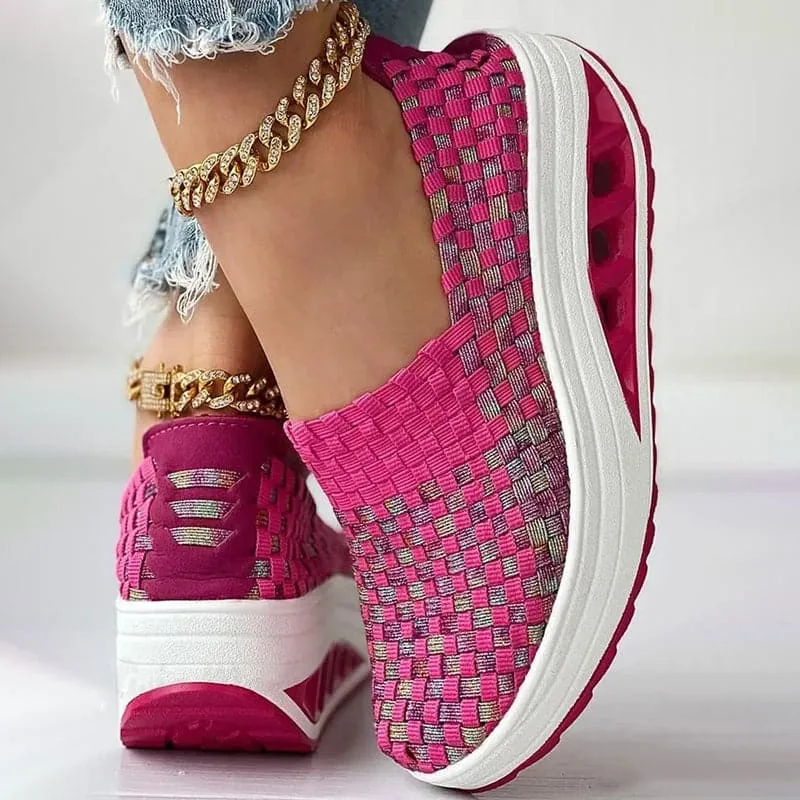 Elise - Multi-Color Geweven Sneakers met Stijlvol Design