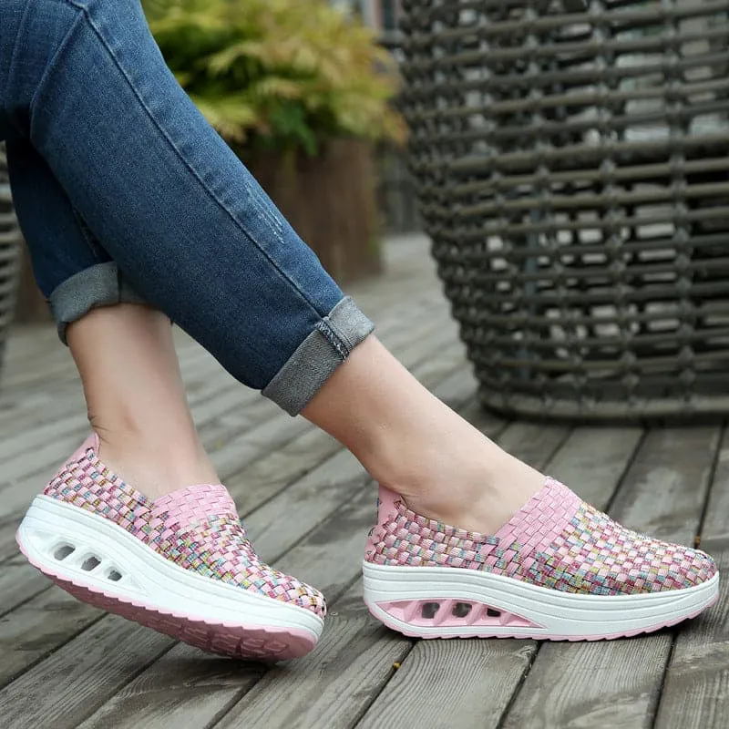 Elise - Multi-Color Geweven Sneakers met Stijlvol Design
