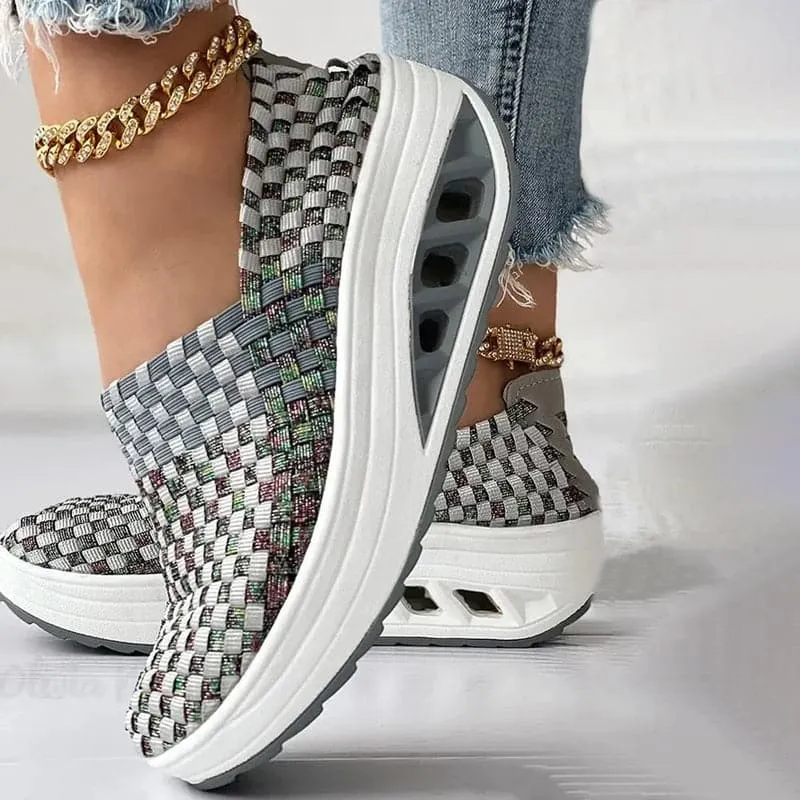Elise - Multi-Color Geweven Sneakers met Stijlvol Design