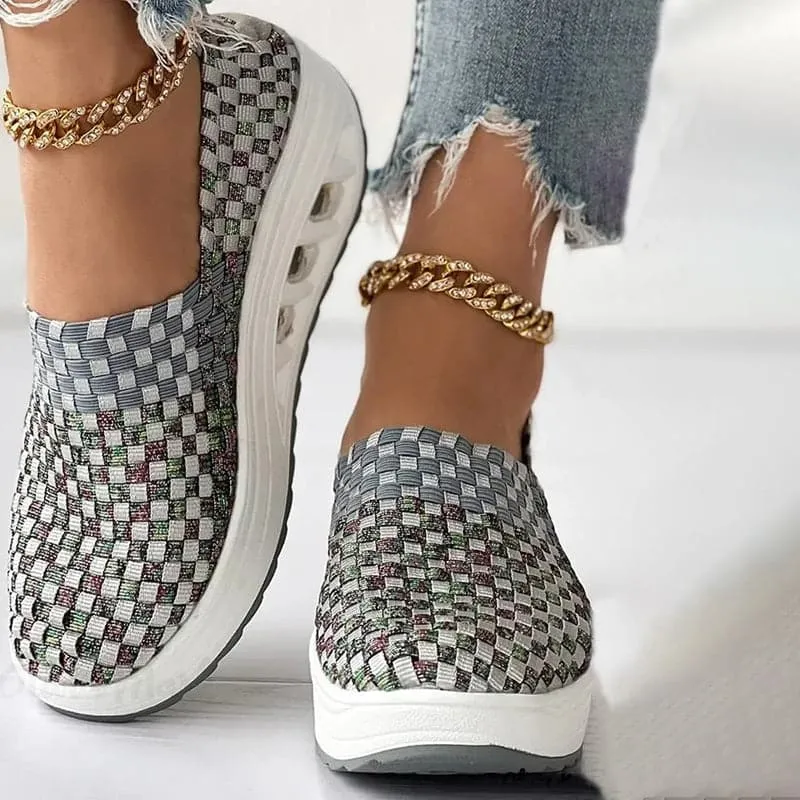 Elise - Multi-Color Geweven Sneakers met Stijlvol Design