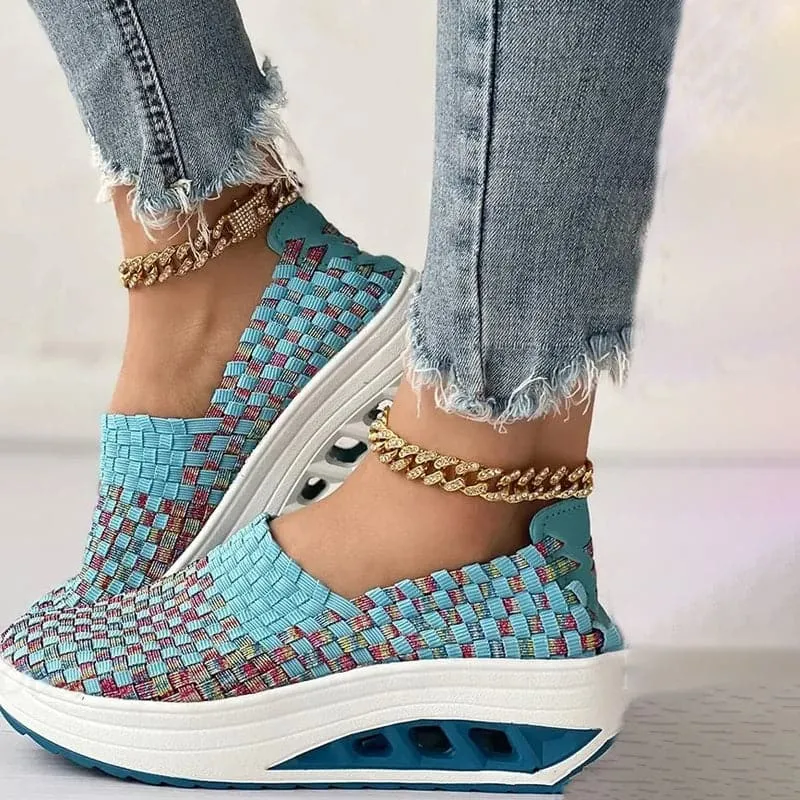 Elise - Multi-Color Geweven Sneakers met Stijlvol Design