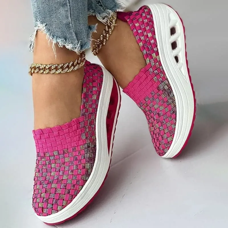Elise - Multi-Color Geweven Sneakers met Stijlvol Design