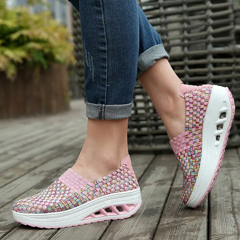 Elise - Multi-Color Geweven Sneakers met Stijlvol Design
