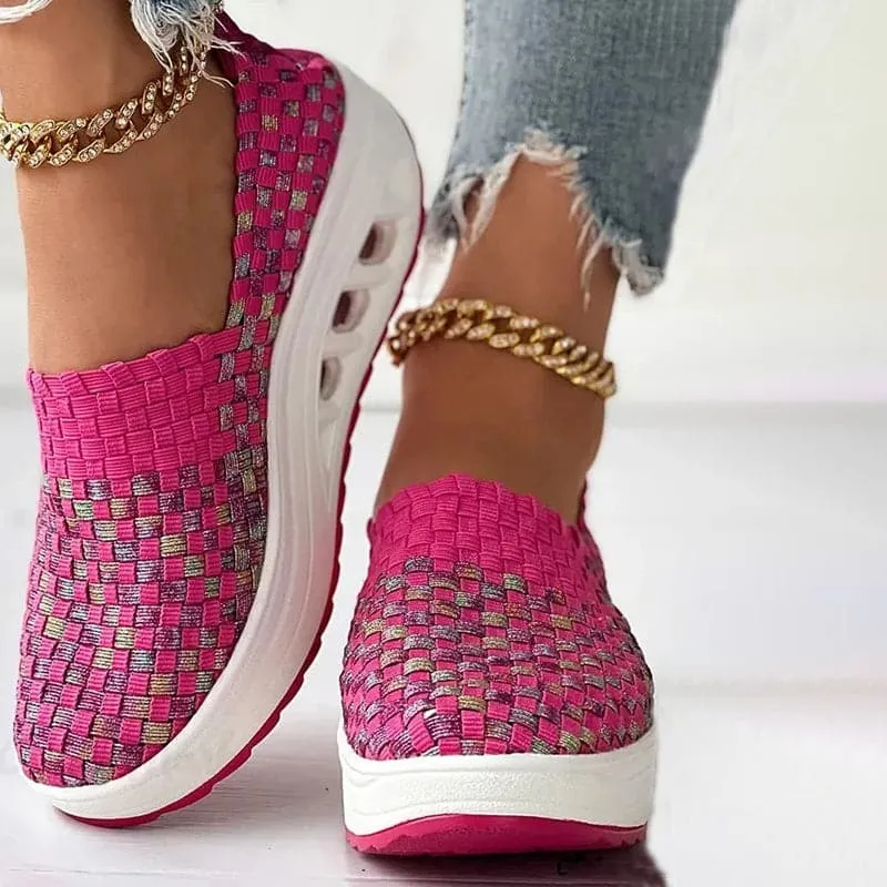 Elise - Multi-Color Geweven Sneakers met Stijlvol Design