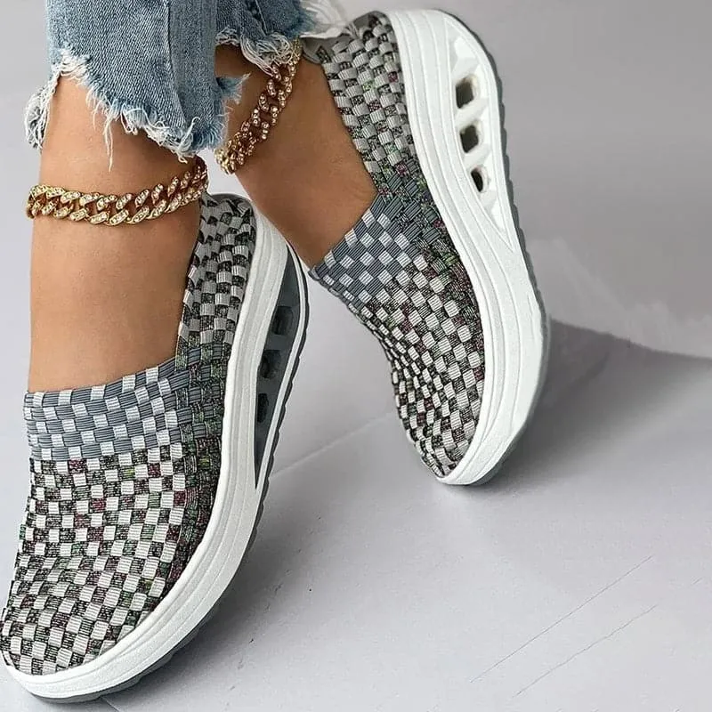 Elise - Multi-Color Geweven Sneakers met Stijlvol Design