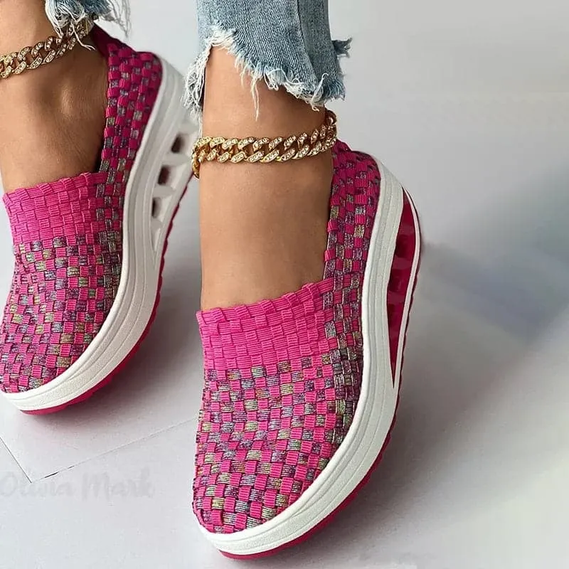 Elise - Multi-Color Geweven Sneakers met Stijlvol Design