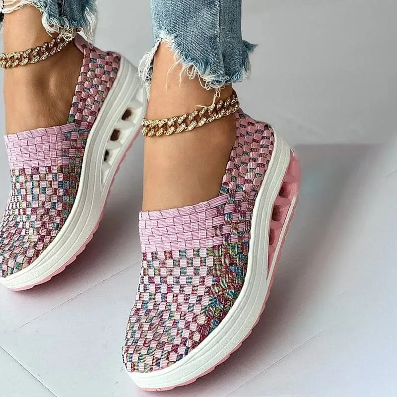 Elise - Multi-Color Geweven Sneakers met Stijlvol Design