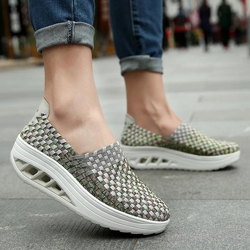 Elise - Multi-Color Geweven Sneakers met Stijlvol Design