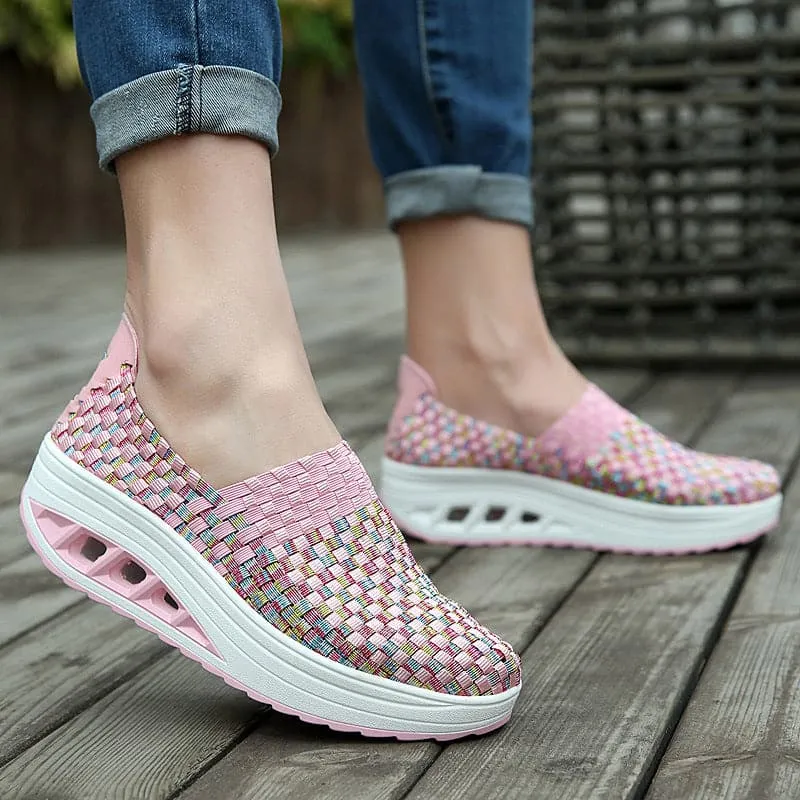 Elise - Multi-Color Geweven Sneakers met Stijlvol Design