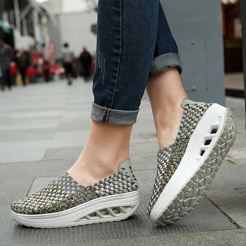 Elise - Multi-Color Geweven Sneakers met Stijlvol Design