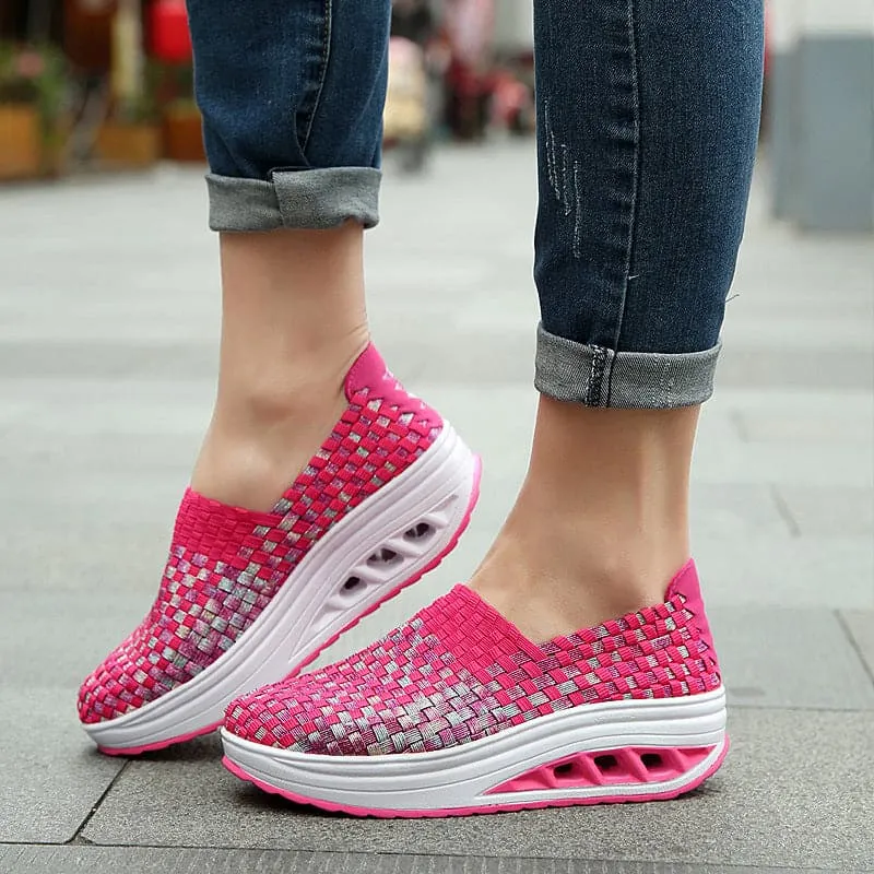 Elise - Multi-Color Geweven Sneakers met Stijlvol Design