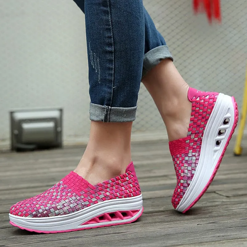 Elise - Multi-Color Geweven Sneakers met Stijlvol Design