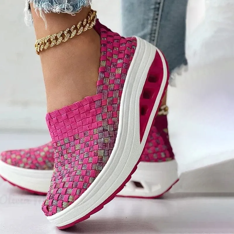 Elise - Multi-Color Geweven Sneakers met Stijlvol Design