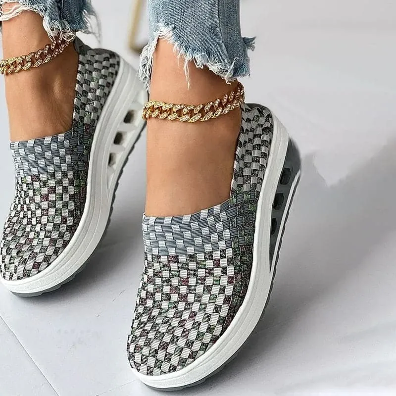 Elise - Multi-Color Geweven Sneakers met Stijlvol Design
