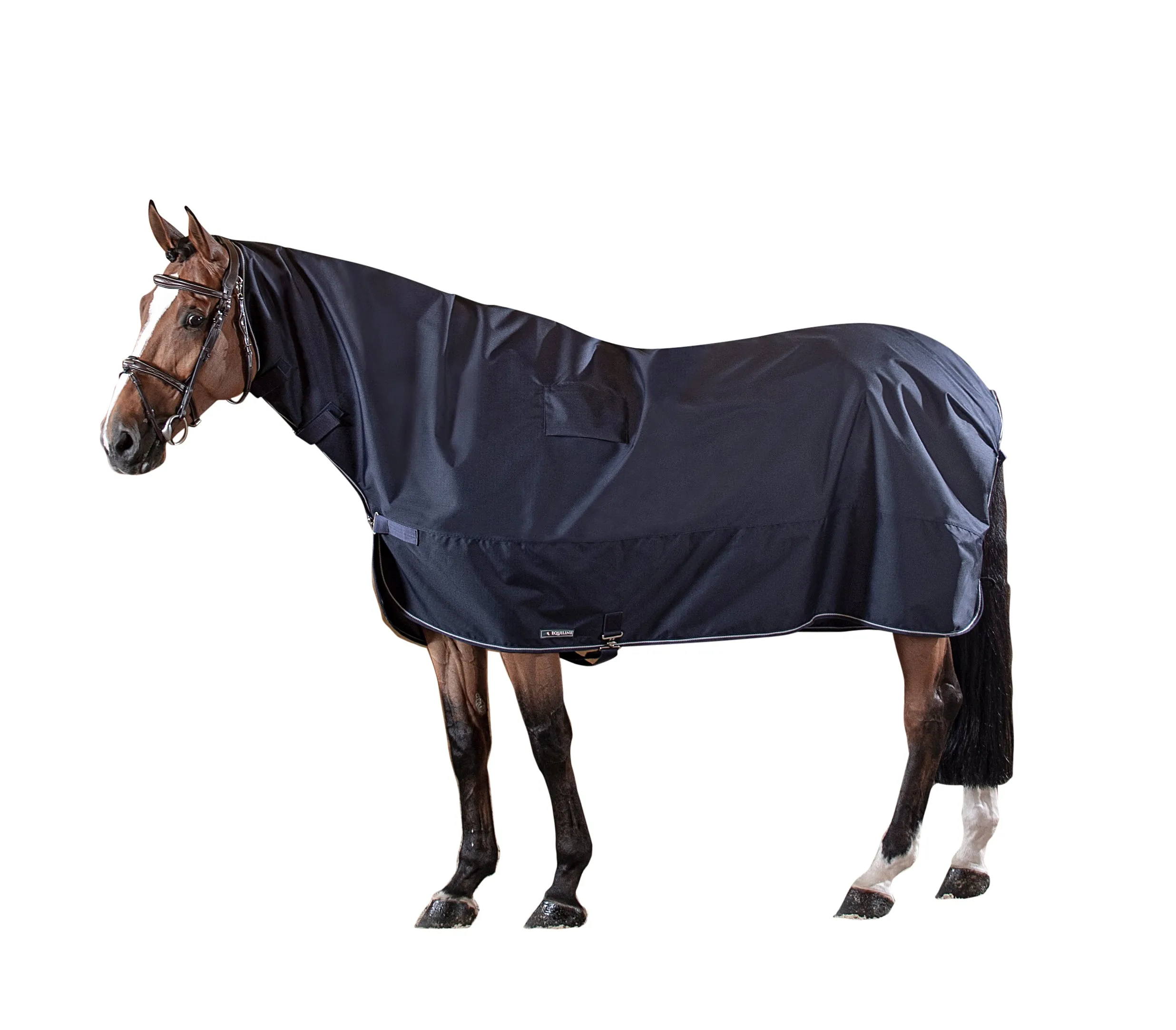 Equiline Corby Warm Up Full Neck Waterproof Rain Sheet - Navy Blue XS/4'3