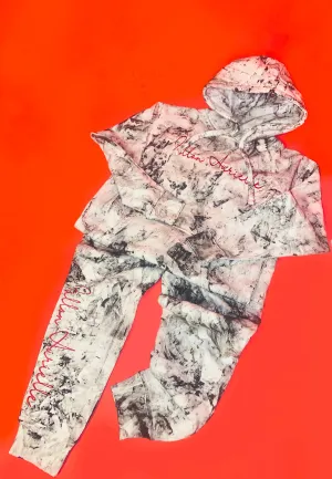 Fallon Aurielle Unisex Signature Chaos Jogging Set (White, Black & Red)