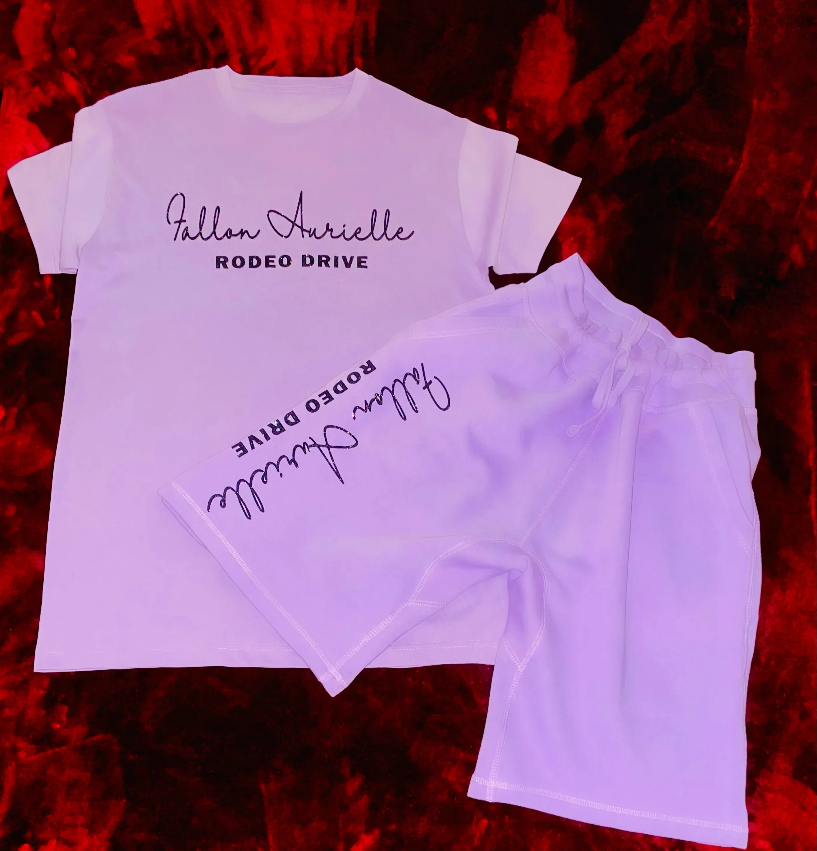 Fallon Aurielle Unisex Signature Rodeo Drive Rep Yo Set Short Set (Lavender & Black Sparkle)