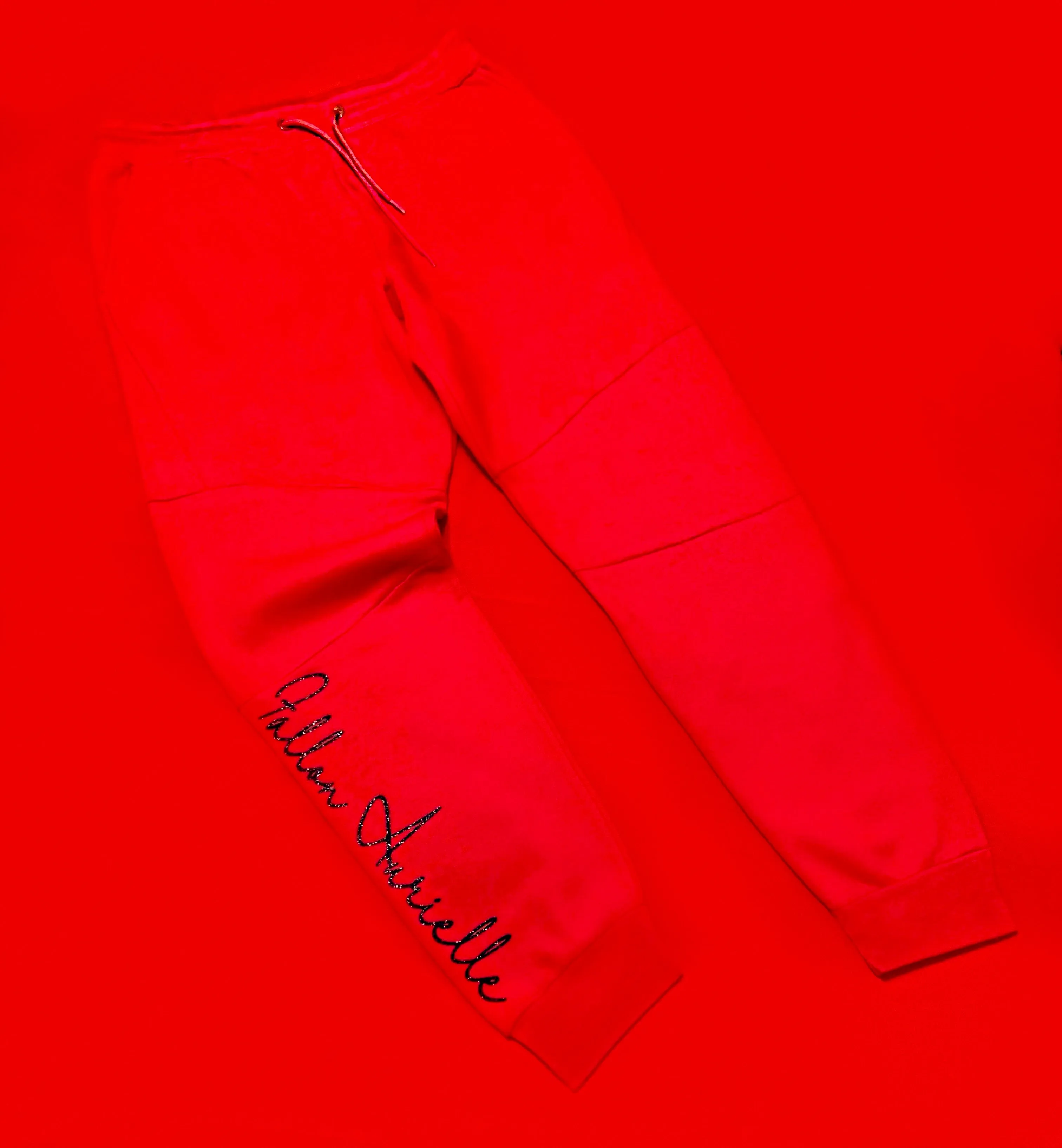 Fallon Aurielle Unisex Signature Slim Cut Joggers (Red & Black Sparkle)