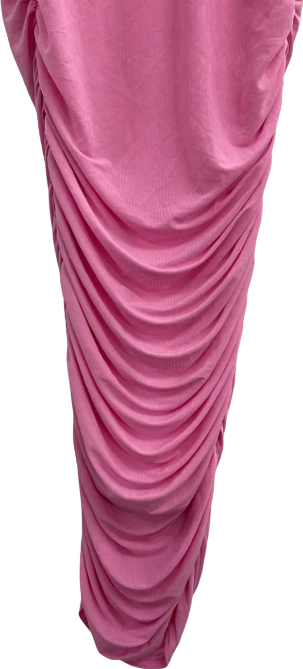 Fashion Nova Pink Ruched Midi Skirt UK 6