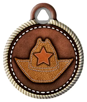 Faux Leather Cowboy Hat Pet ID Tag