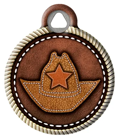 Faux Leather Cowboy Hat Pet ID Tag