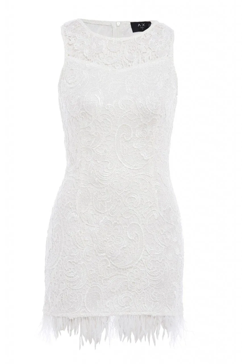 Feather Hem Lace dress