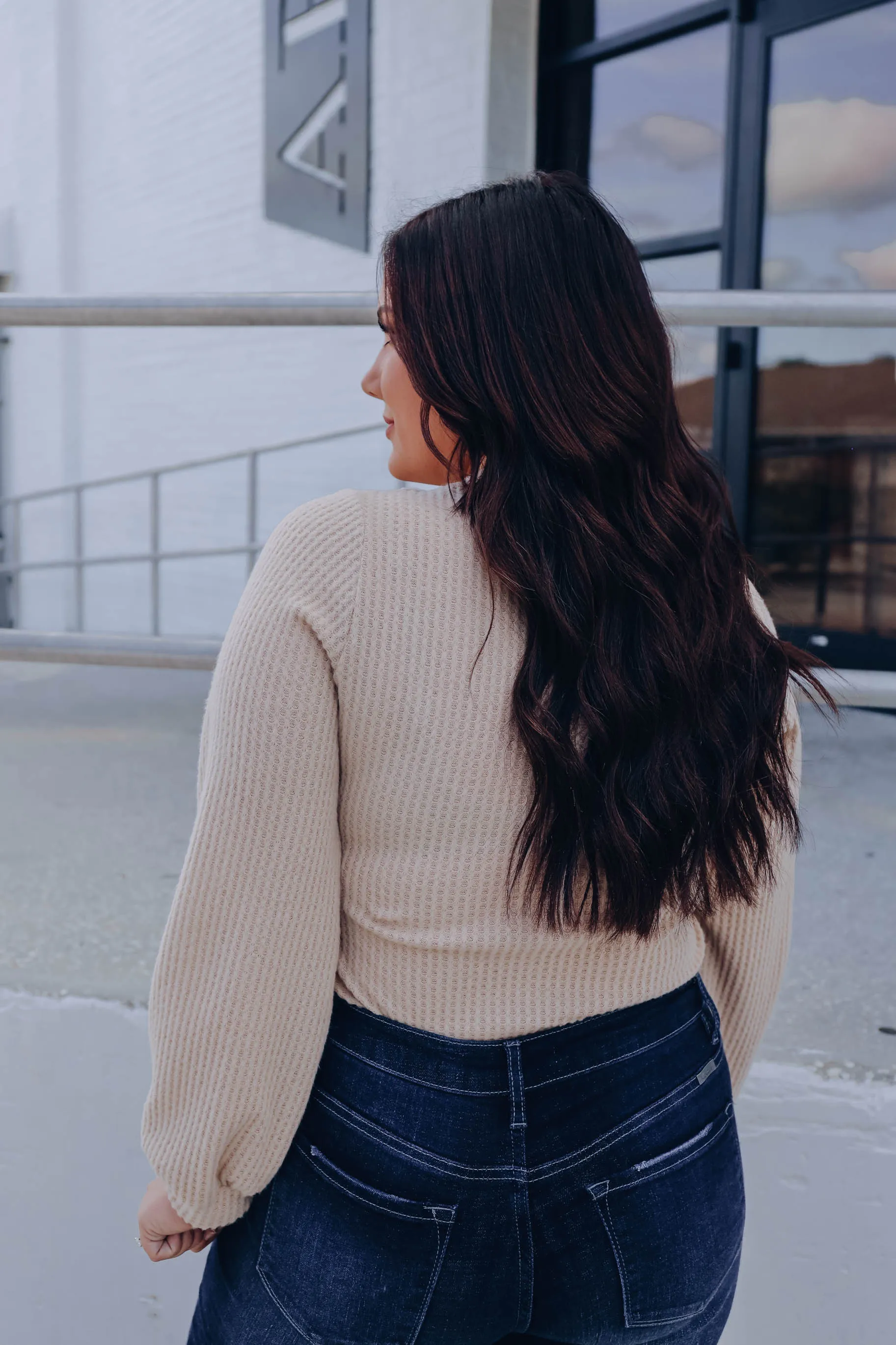 Felicity Waffle Knit Bodysuit - Beige