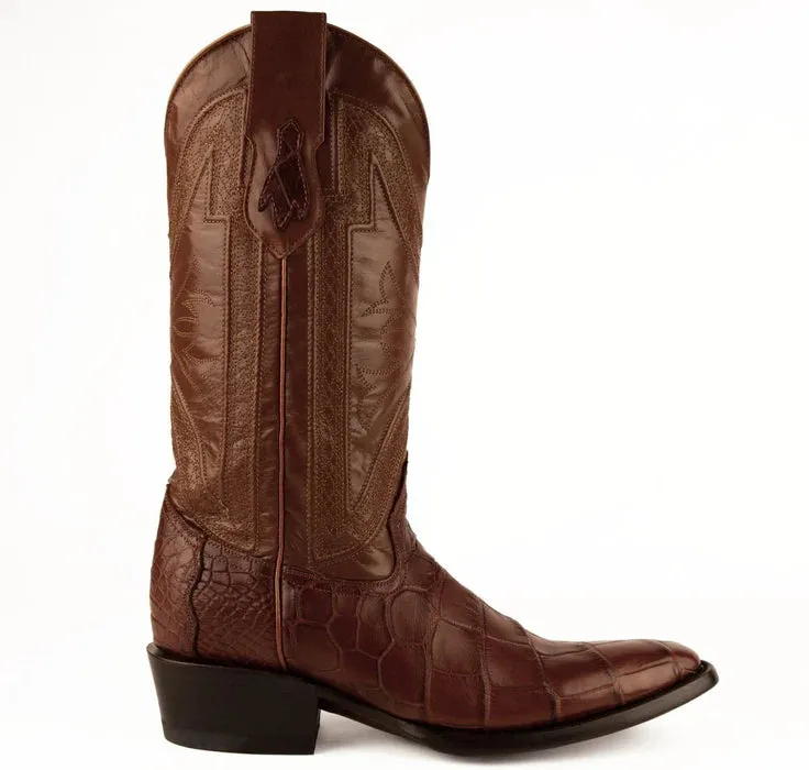Ferrini Men's Stallion Alligator Belly Boots French Toe Handcrafted Cognac 1074126