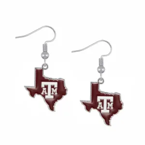 Fishhook Texas map Cowboys Texans A&M Aggies Longhorns Astros Sam Houston Charm Earring For Women Zinc Alloy Earring Jewelry