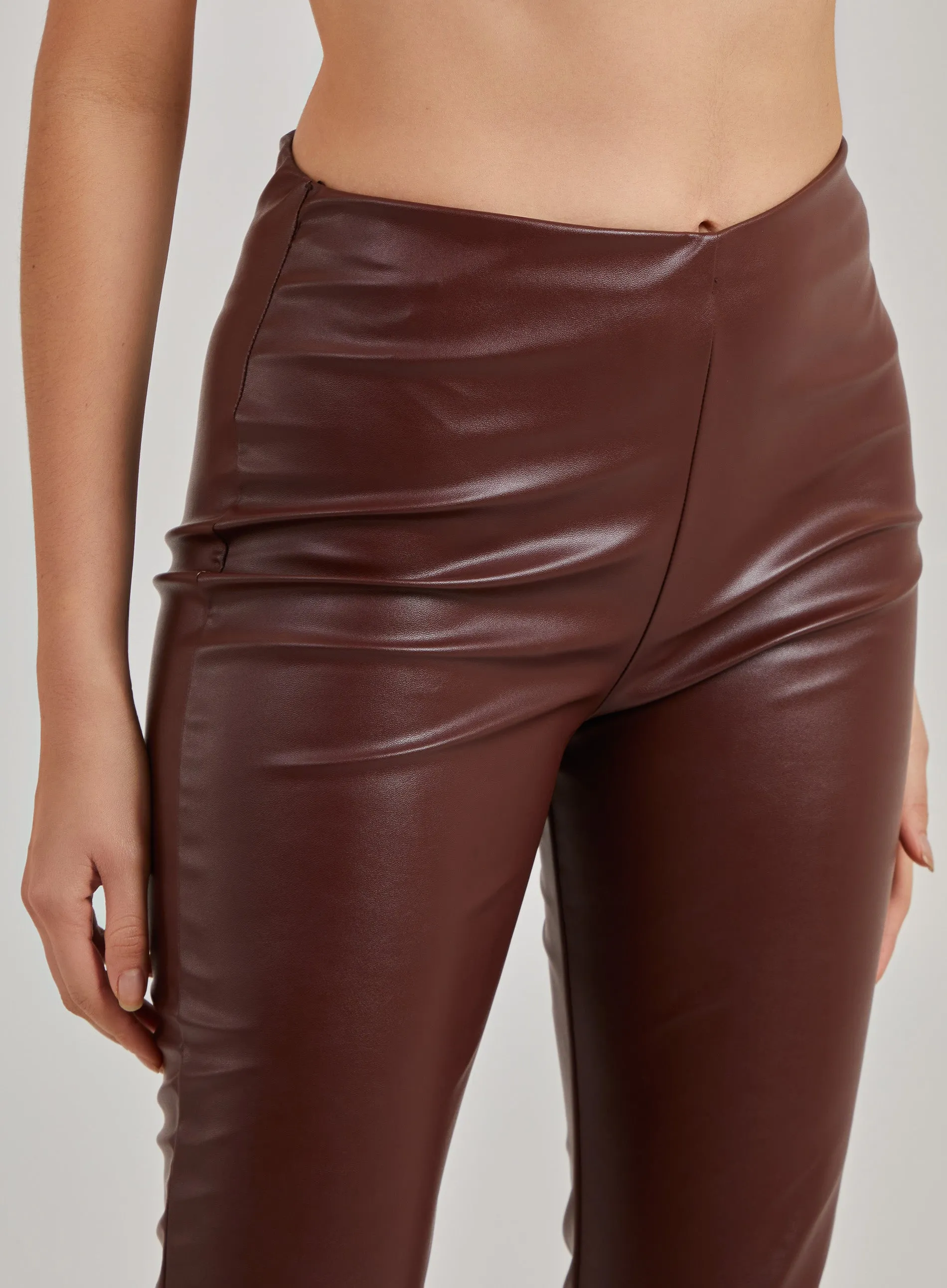 Flare Leather Look Trousers