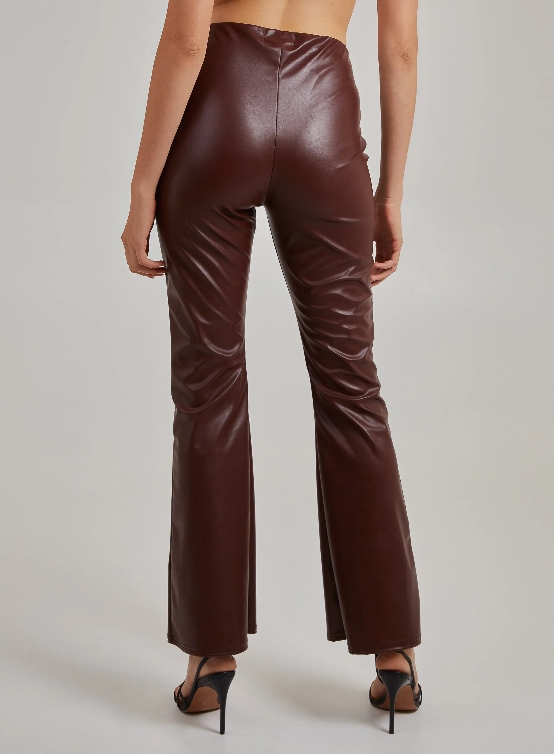 Flare Leather Look Trousers