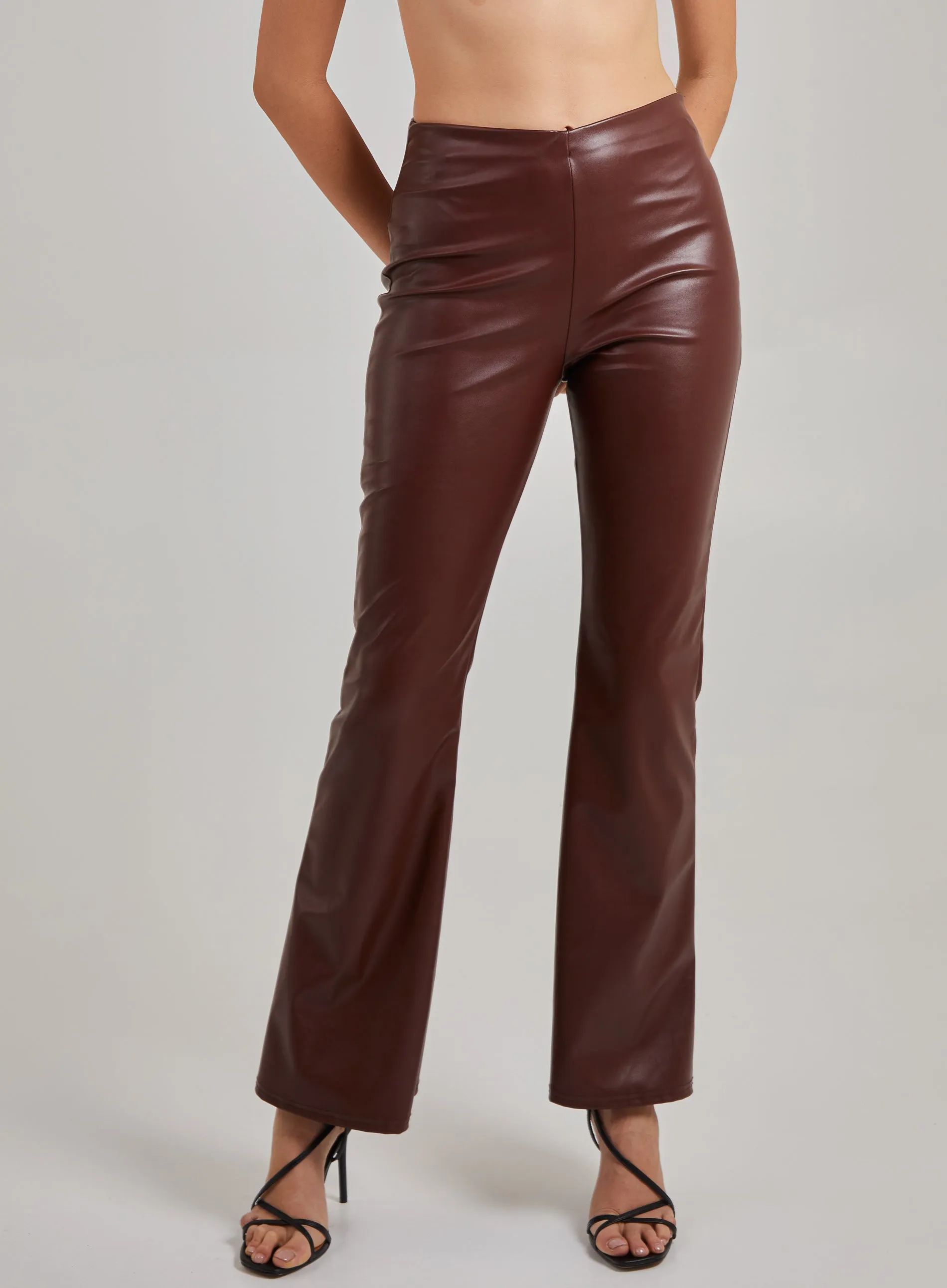 Flare Leather Look Trousers