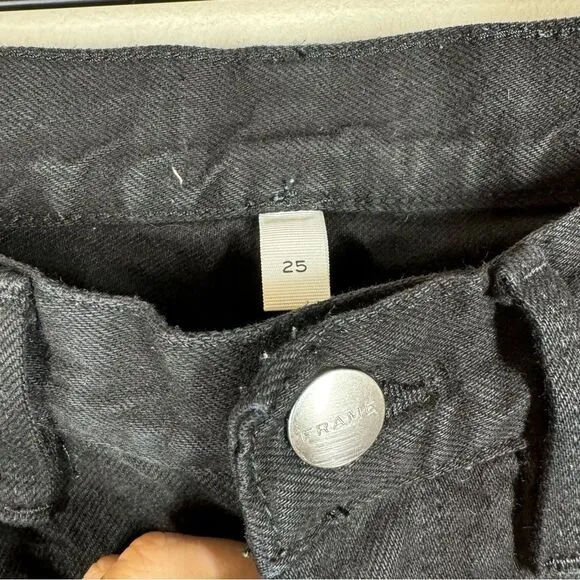 Frame Le Original Black Tapered Straight Leg Jeans Button Fly Size 25