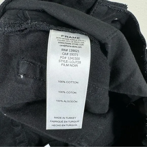 Frame Le Original Black Tapered Straight Leg Jeans Button Fly Size 25