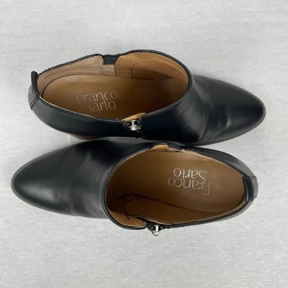 Franco Sarto Black Leather Ankle Booties - Women's Size 7