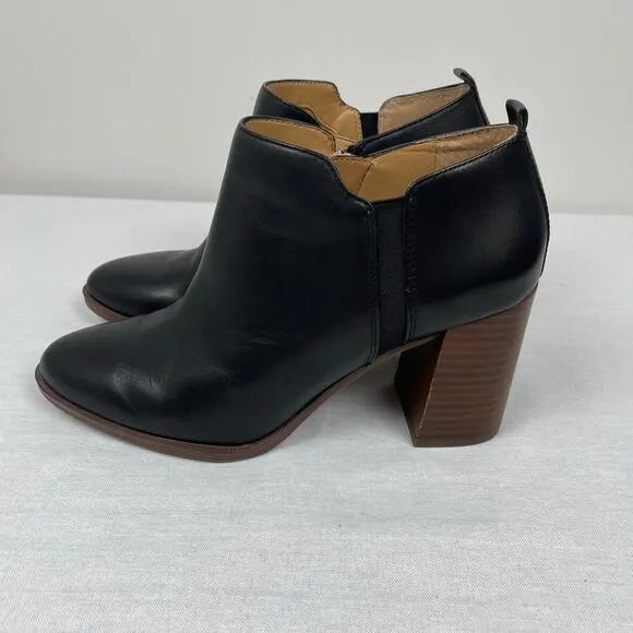 Franco Sarto Black Leather Ankle Booties - Women's Size 7