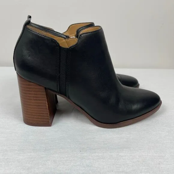 Franco Sarto Black Leather Ankle Booties - Women's Size 7