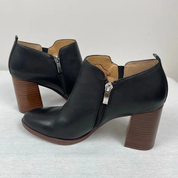 Franco Sarto Black Leather Ankle Booties - Women's Size 7