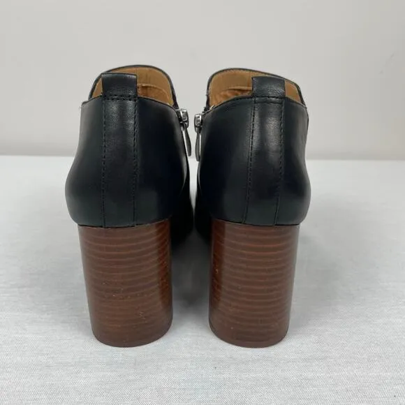 Franco Sarto Black Leather Ankle Booties - Women's Size 7