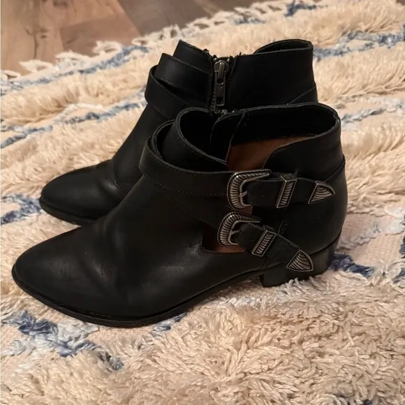 Frye Ray Western Shootie Black Leather Boots Booties cowgirl country A00076
